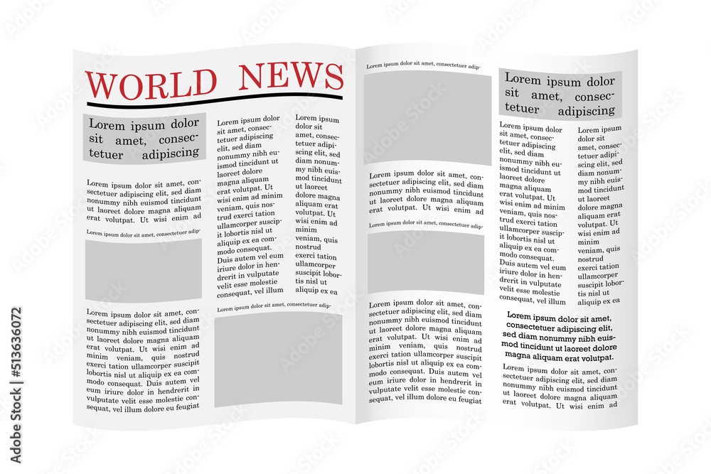 Fototapeta premium World news newspaper. Financial news. Design template page. Vector illustration. stock image.