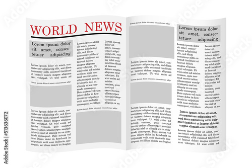 World news newspaper. Financial news. Design template page. Vector illustration. stock image. 