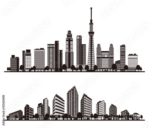 街並みの影のイラスト.