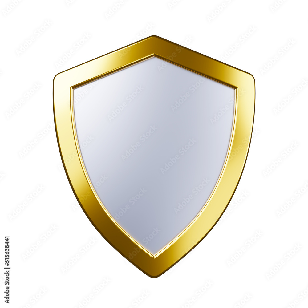 Protected guard shield concept. Safety badge color icon. Security label. Defense safeguard sign. 3d illustration Protected guard shield concept. Safety badge color icon. Security label. Defense safeguard sign. 3d illustration