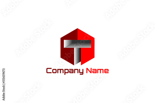 3D vector logo element with initial T in shield shape. Usable for general business brands