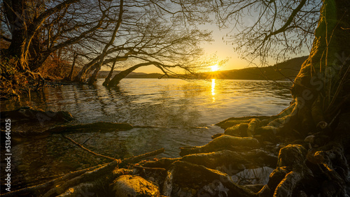 coucher de soleil sur le lac 