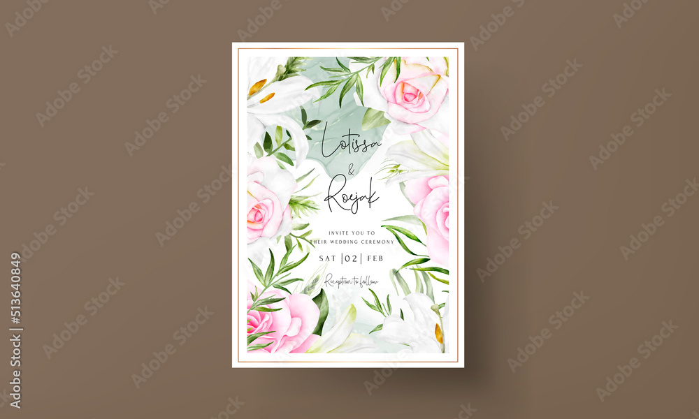 beautiful watercolor floral wreath wedding invitation card template