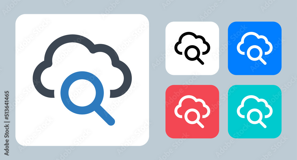 Cloud Search icon - vector illustration . Cloud, Data, Search, find, Storage, Explore, Magnifier, server, network, line, outline, flat, icons . Cloud Search icon - vector illustration . Cloud, Data, Search, find, Storage, Explore, Magnifier, server, network, line, outline, flat, icons .
