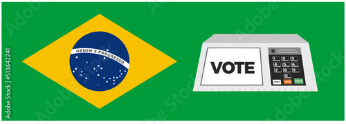 Electronic voting machine with Brazilian flag.