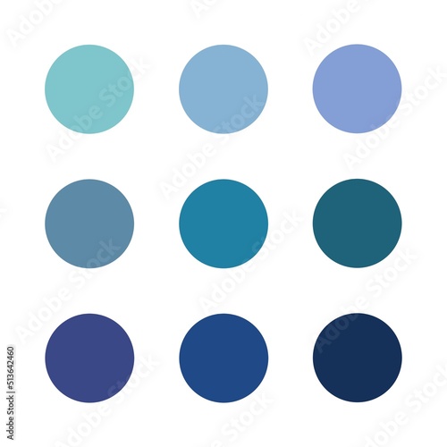 Blau - verschiedene Blautöne - Pastell / Matt Farben - Nuancen - Farbauswahl - Button