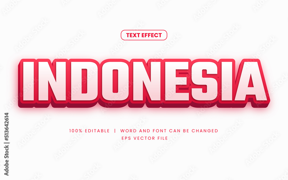 Fototapeta premium glow indonesia independence day editable text effect