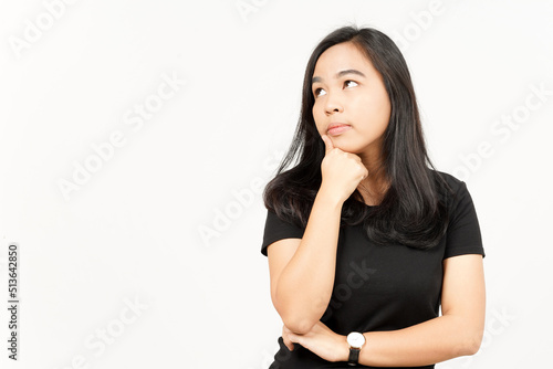 Thinking gesture of Beautiful Asian Woman Isolated On White Background