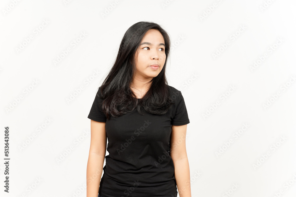 Smiling and looking side of Beautiful Asian Woman Isolated On White Background Smiling and looking side of Beautiful Asian Woman Isolated On White Background