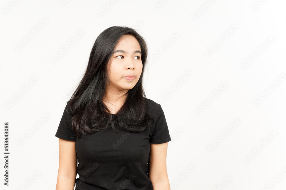 Smiling and looking side of Beautiful Asian Woman Isolated On White Background Smiling and looking side of Beautiful Asian Woman Isolated On White Background