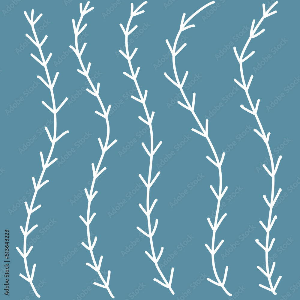 Template design. hand drawn twigs shapes doodle. Blue background. Template design. hand drawn twigs shapes doodle. Blue background.
