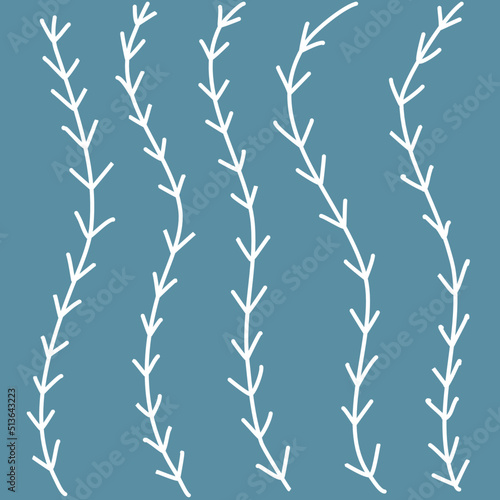 Fototapeta Naklejka Na Ścianę i Meble -  Template design.  hand drawn twigs shapes  doodle. Blue background.