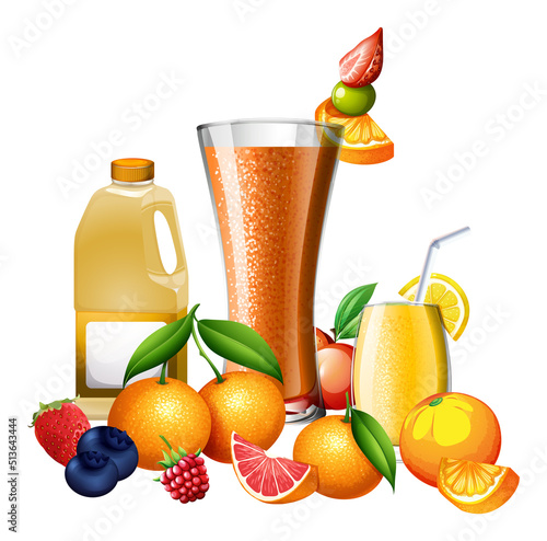 Mixed fruits juice and citrus fruits
