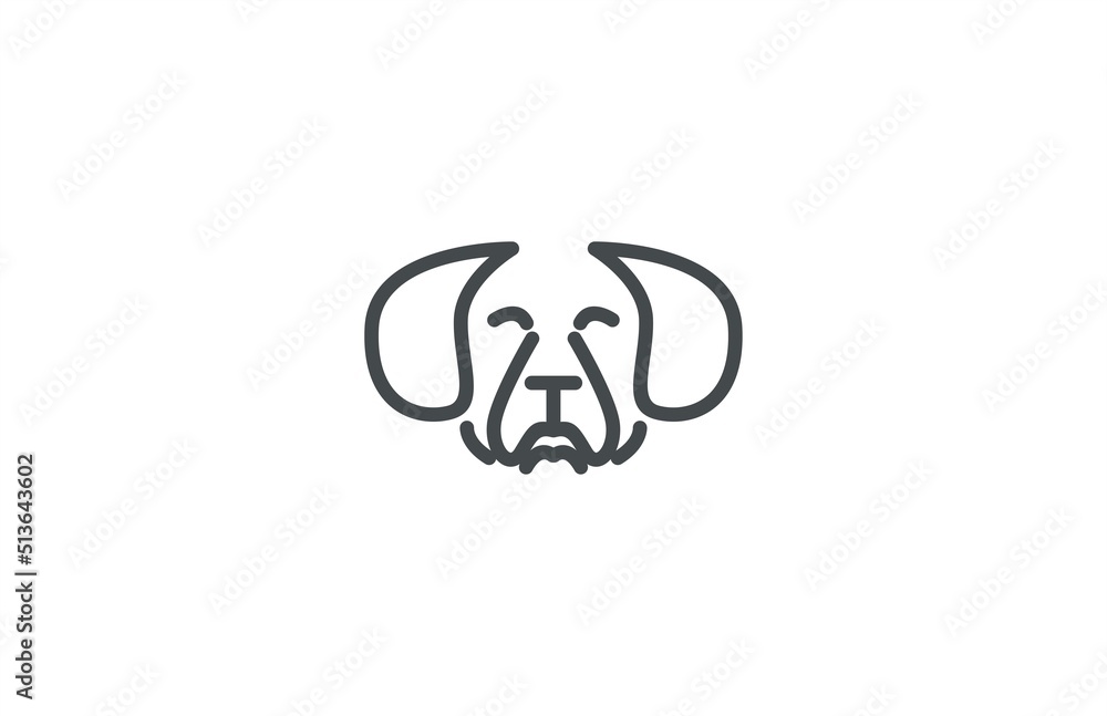 Simply Linear Head Dog Logogram Vector Icon Simply Linear Head Dog Logogram Vector Icon
