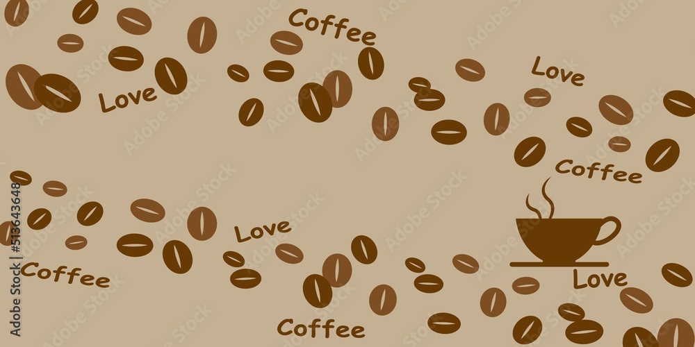 Coffee and Cafe concept pattern graphic illustration. Coffee beans, cup and text pattern for graphic, banner and background. Vector illustration. Coffee and Cafe concept pattern graphic illustration. Coffee beans, cup and text pattern for graphic, banner and background. Vector illustration.
