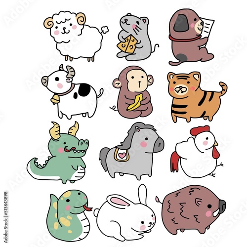 Chinese Horoscope cartoon vector illustration	
