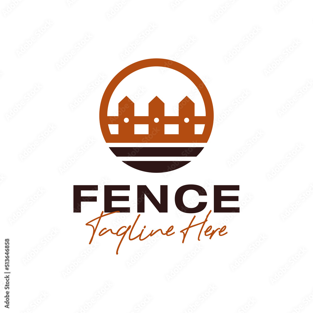 wooden fence illustration logo design