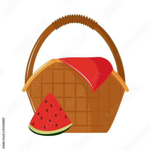 picnic basket and watermelon