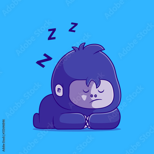 cute sleeping gorilla illustration suitable for mascot sticker and t-shirt design
