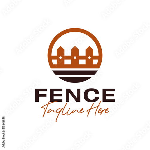 wooden fence illustration logo design