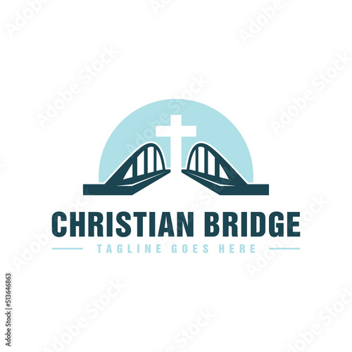 christian religious bridge illustration logo