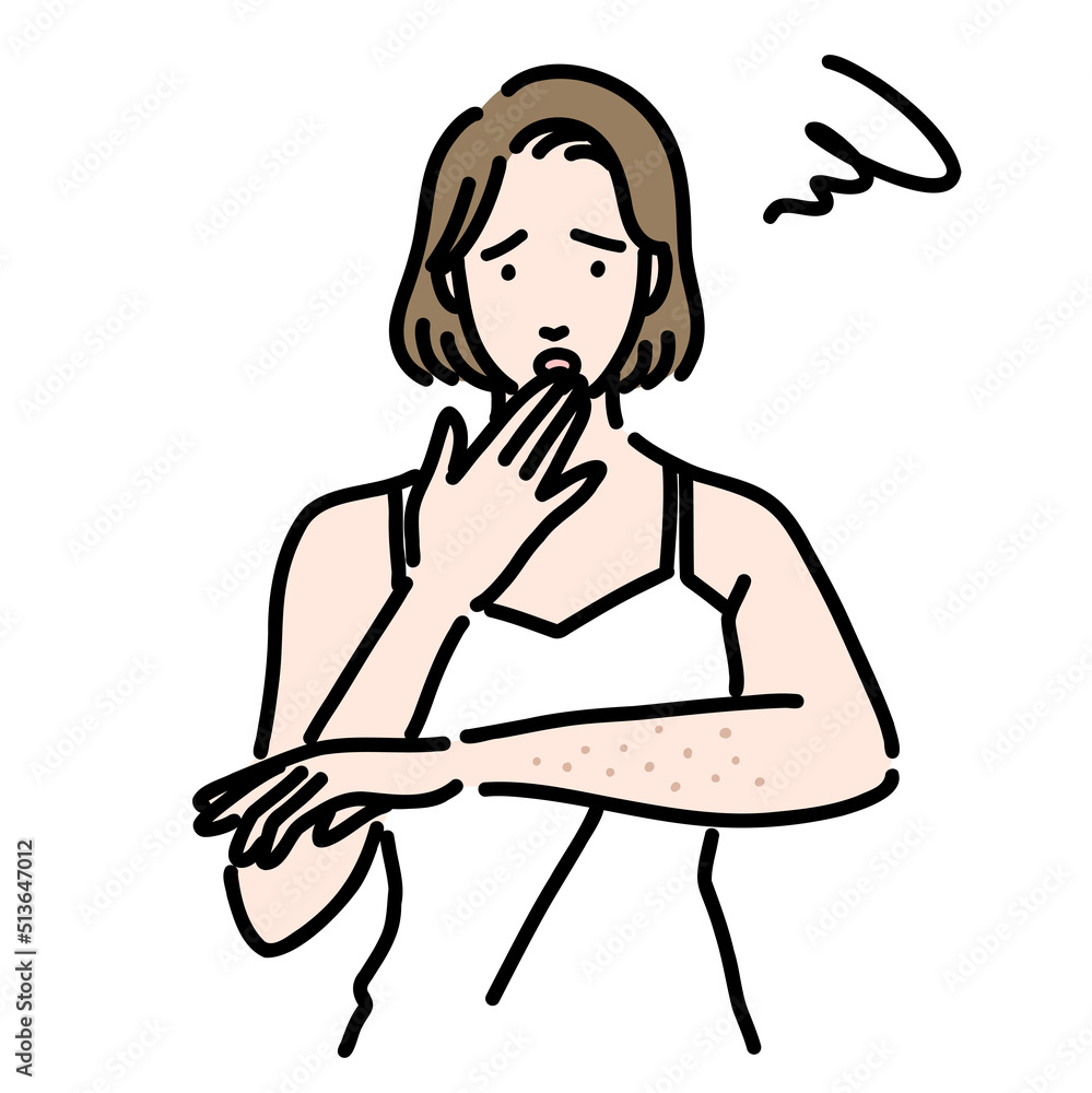 腕の肌荒れに悩んでいる若い女性
腕の肌荒れに悩んでいる若い女性