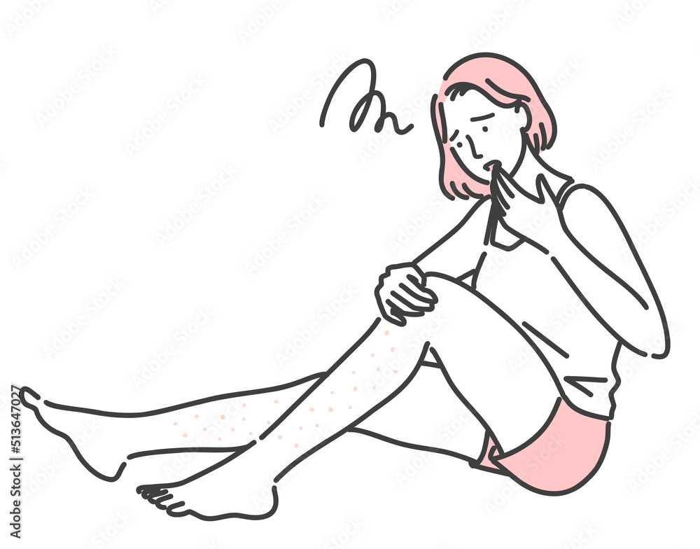 足の肌荒れに悩んでいる若い女性
足の肌荒れに悩んでいる若い女性