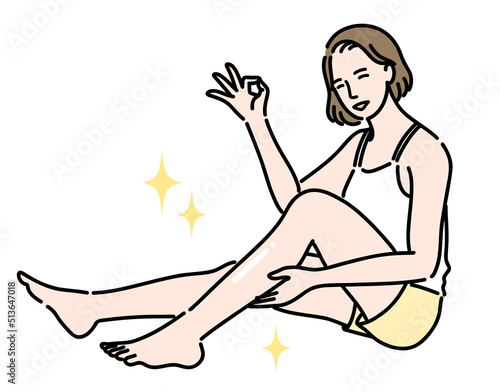足の綺麗な若い女性
