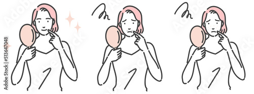 口周りの肌トラブルに悩んでいる女性のセット
