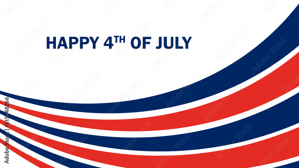 Happy 4th of July Independence Day simple wavy stripes line banner background vector. Happy 4th of July Independence Day simple wavy stripes line banner background vector.