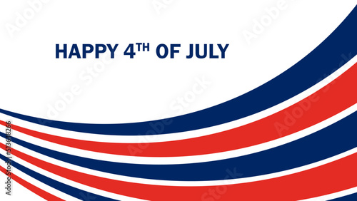 Happy 4th of July Independence Day simple wavy stripes line banner background vector.