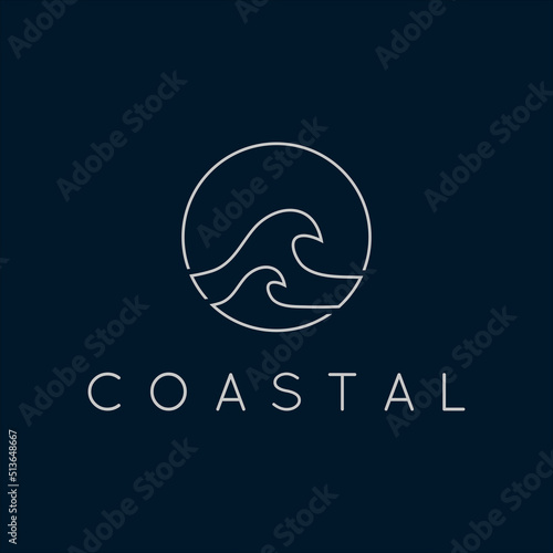Minimalist line art coastal logo illustration design