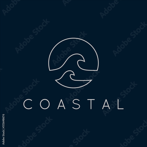 Minimalist line art coastal logo illustration design