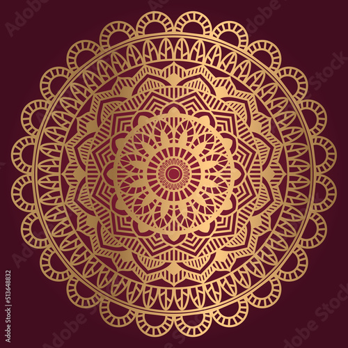 Luxury islamic arabic ornamental in golden color mandala design