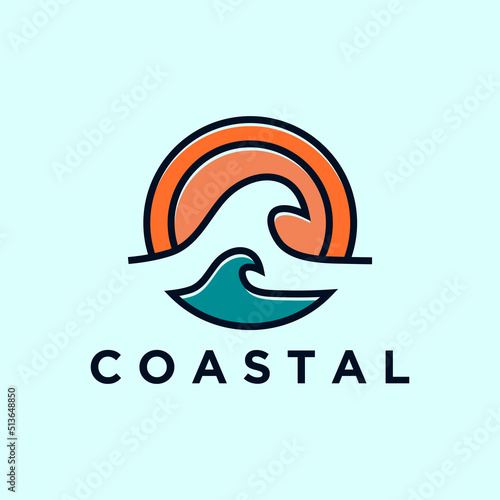 Modern coastal logo illustration design photo
