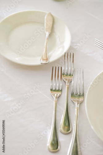 table setting with cutlery and napkin