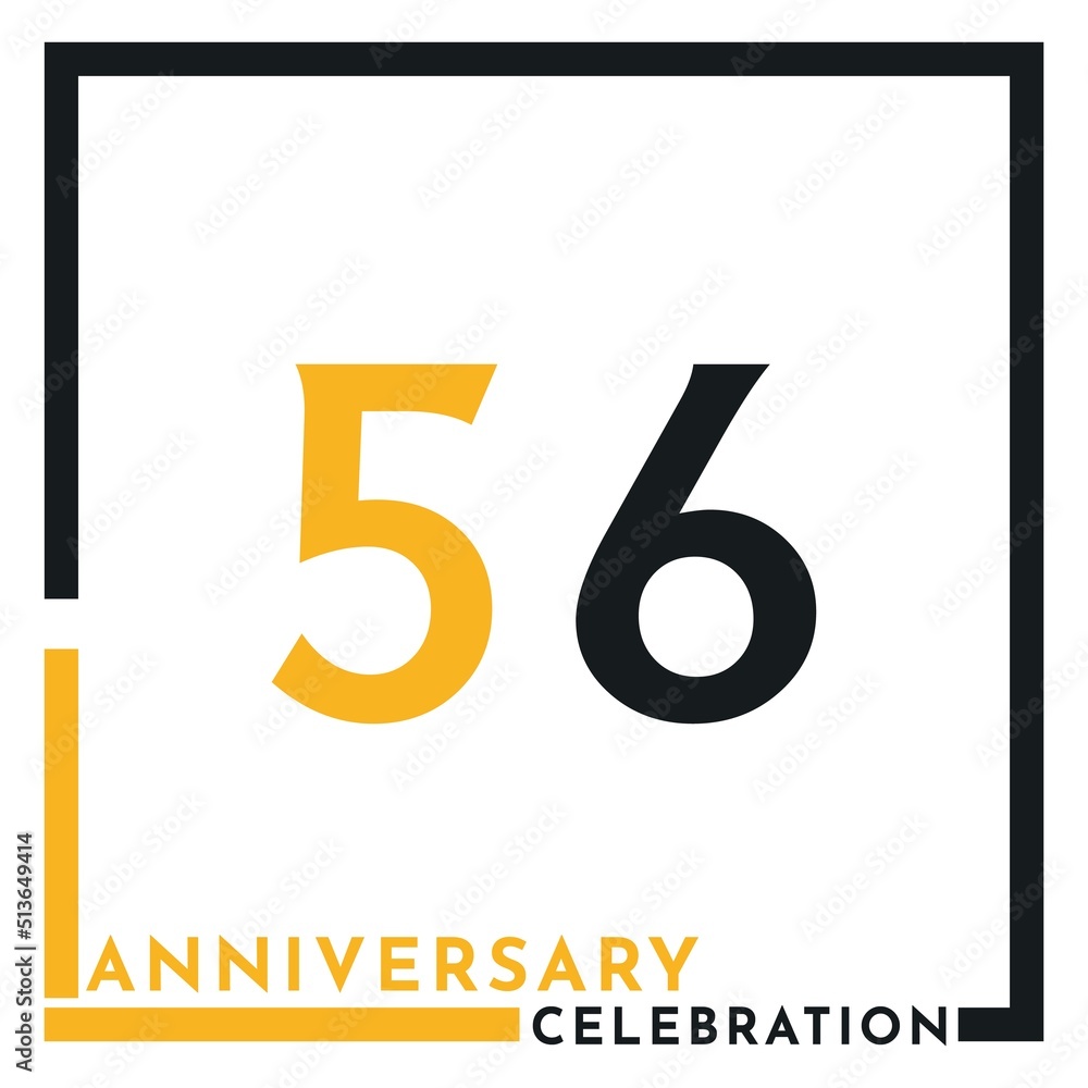 56 years anniversary celebration template design vector. Creative design for happy birthday, wedding, ceremony, event party, marriage, graduation invitation card, and greeting card. 56 years anniversary celebration template design vector. Creative design for happy birthday, wedding, ceremony, event party, marriage, graduation invitation card, and greeting card.
