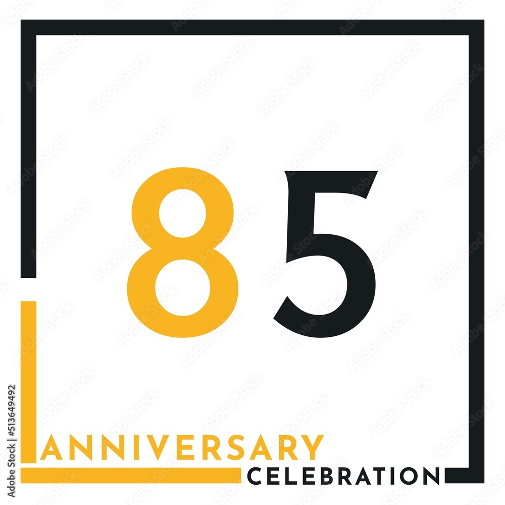 85 years anniversary celebration template design vector. Creative design for happy birthday, wedding, ceremony, event party, marriage, graduation invitation card, and greeting card. 85 years anniversary celebration template design vector. Creative design for happy birthday, wedding, ceremony, event party, marriage, graduation invitation card, and greeting card.