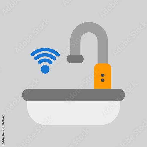 Smart sink icon in flat style about smart home, use for website mobile app presentation