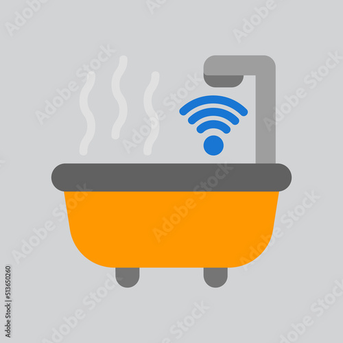 Smart bathtub icon in flat style about smart home, use for website mobile app presentation