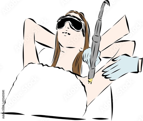 脱毛サロンで処置を受ける女性
