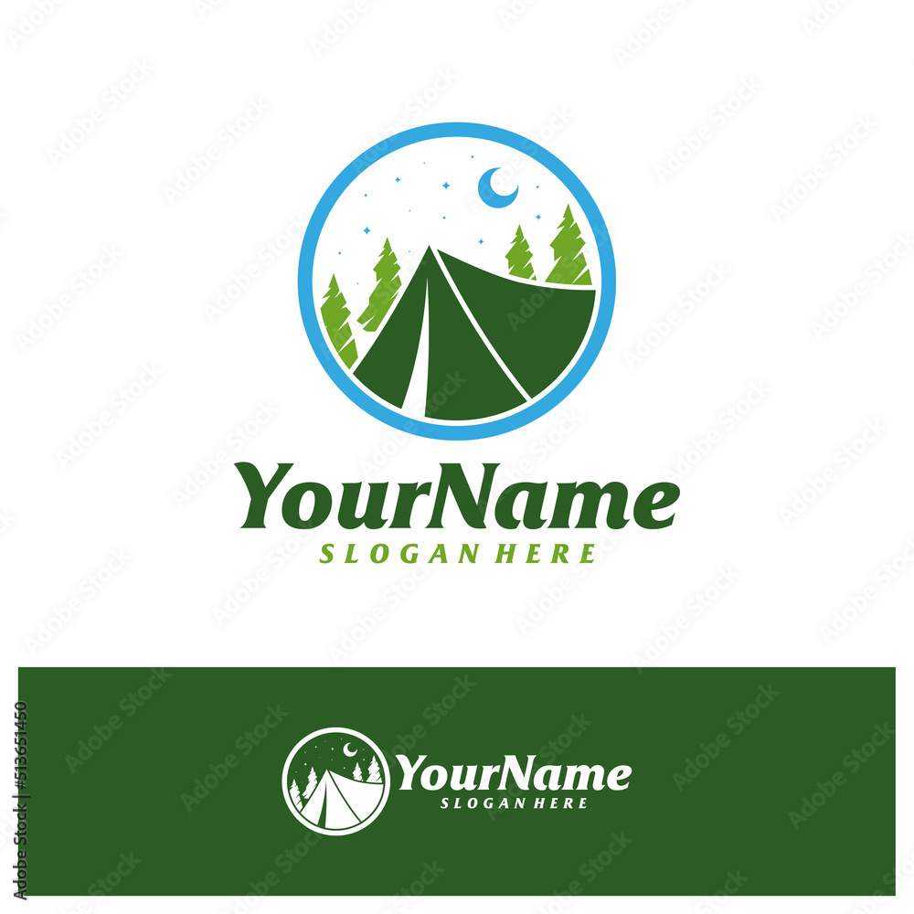 Camp Logo Design Template. Camping logo concept vector. Creative Icon Symbol