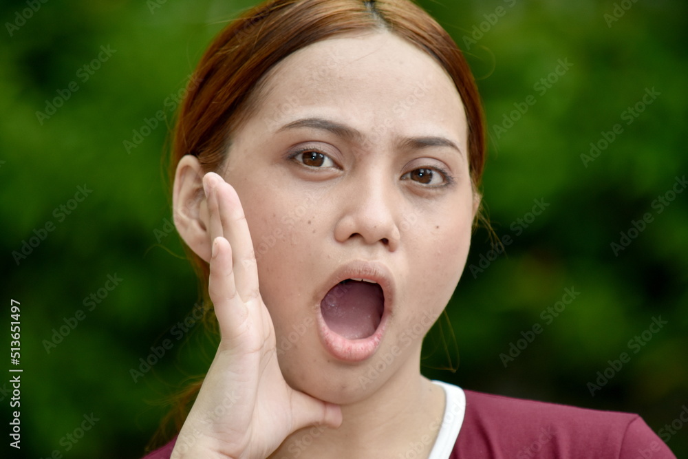 Attractive Diverse Female Talking Wearing Tshirt Attractive Diverse Female Talking Wearing Tshirt