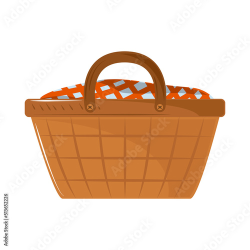 picnic basket with tablecloth
