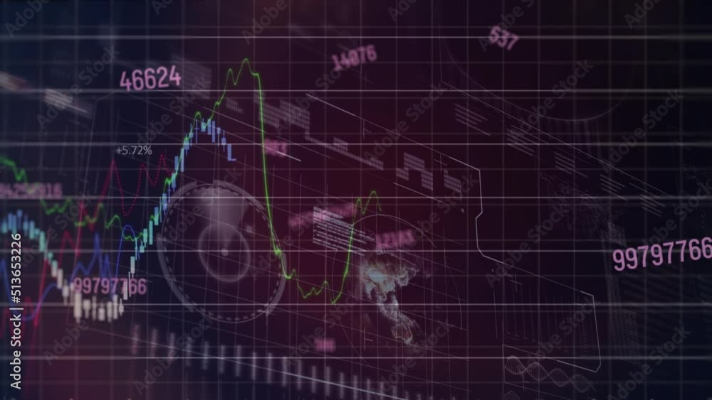 Animation of data processing over black background Animation of data processing over black background