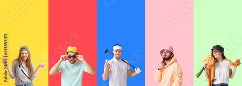 Collage of stylish young pe...