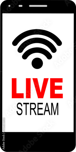 Live stream smartphone Social media Network live streaming vector smartphone mobile broadcast stream icon logo
