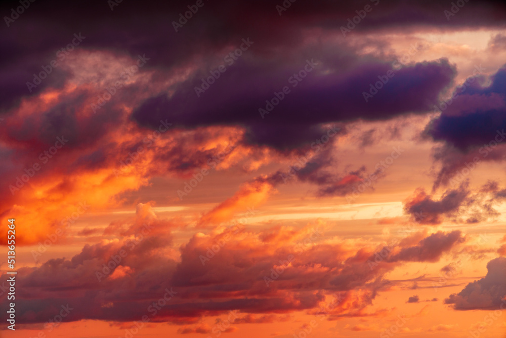 Dramatic sunset sky landscape background.