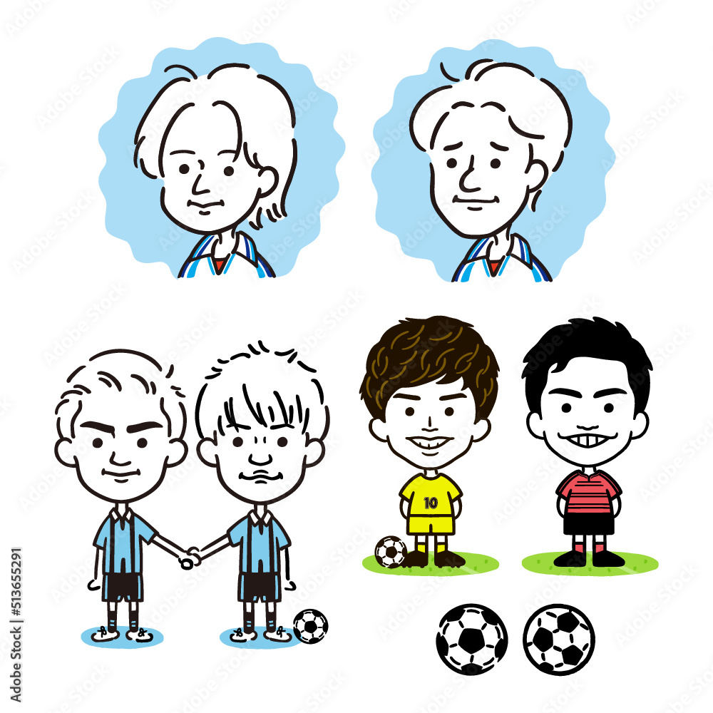 Cute soccer (football) players illustration set - Vector Cute soccer (football) players illustration set - Vector