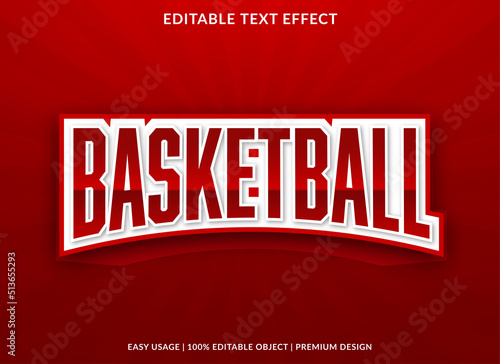 basketball text effect editable template with abstract background use for business logo and brand
